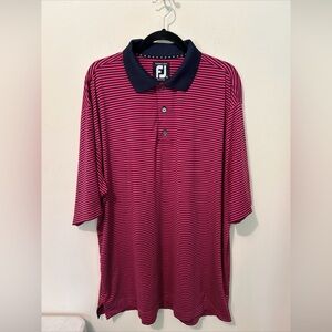 Foot Joy Polo Shirt Men’s XL Black Dark Pink Stripes Golf Casual Vacation